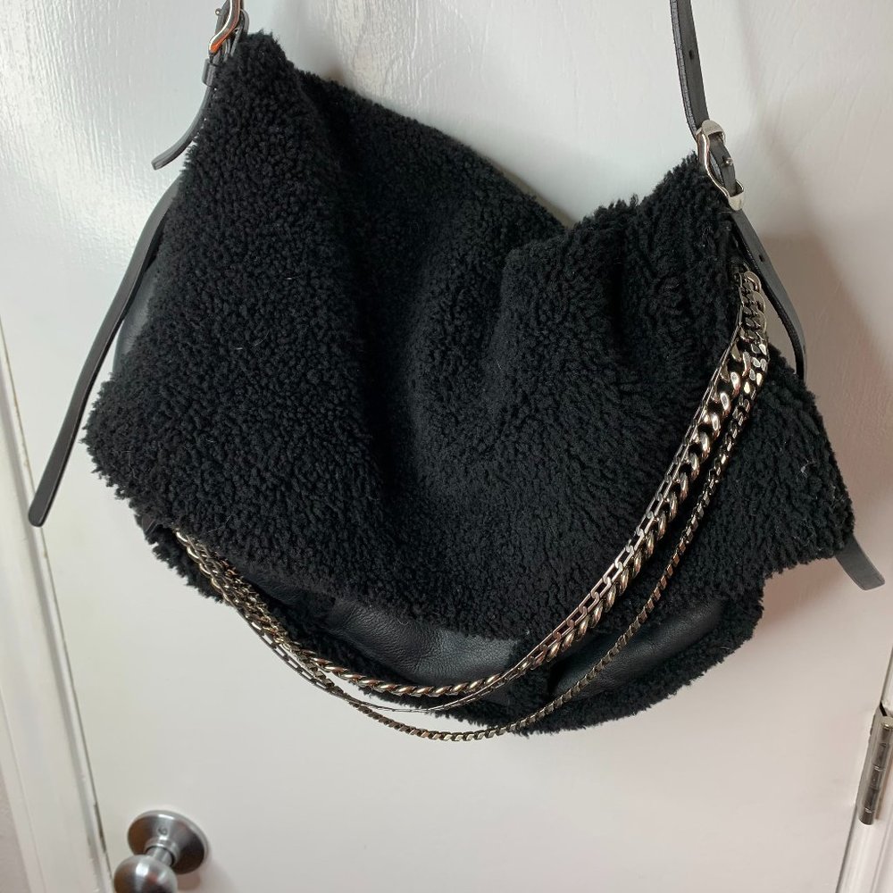 Jimmy Choo Fuzzy Black Leather Bag